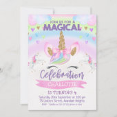 Rainbow Unicorn Birthday Uitnodiging (Voorkant)
