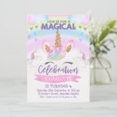 Rainbow Unicorn Birthday Uitnodiging (Staand voorkant)