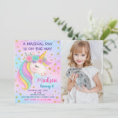 Rainbow Unicorn Birthday Uitnodiging (Staand voorkant)