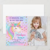 Rainbow Unicorn Birthday Uitnodiging (Voorkant / Achterkant)