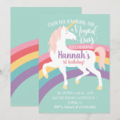 Rainbow Unicorn Birthday Uitnodiging (Voorkant / Achterkant)