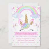 Rainbow Unicorn Birthday Uitnodiging (Voorkant)