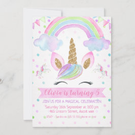 Rainbow Unicorn Birthday Uitnodiging