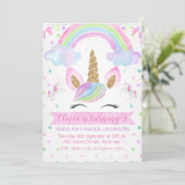 Rainbow Unicorn Birthday Uitnodiging (Staand voorkant)