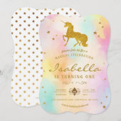Rainbow Unicorn Birthday Uitnodiging (Voorkant / Achterkant)