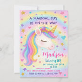 Rainbow Unicorn Birthday Uitnodiging (Voorkant)