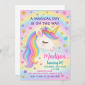 Rainbow Unicorn Birthday Uitnodiging (Voorkant / Achterkant)
