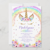 Rainbow Unicorn Birthday Uitnodiging (Voorkant)
