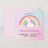 Rainbow Unicorn Birthday Uitnodiging (Voorkant / Achterkant)