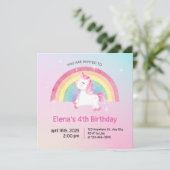Rainbow Unicorn Birthday Uitnodiging (Staand voorkant)