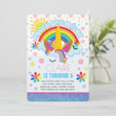 Rainbow Unicorn Birthday-uitnodiging Kaart (Staand voorkant)