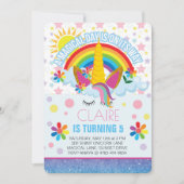 Rainbow Unicorn Birthday-uitnodiging Kaart (Voorkant)