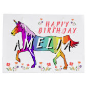 Rainbow Unicorn Bloemenmeisje Birthday Groot Cadeauzakje (Achterkant)