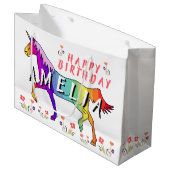 Rainbow Unicorn Bloemenmeisje Birthday Groot Cadeauzakje (Voorkant Gekanteld)