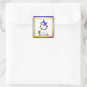 Rainbow Unicorn Blue, Gold Glitter Vierkante Sticker (Tas)