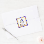 Rainbow Unicorn Blue, Gold Glitter Vierkante Sticker (Envelop)