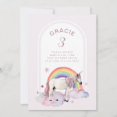 Rainbow Unicorn Boho Arch Birthday Party Girl Kaart (Voorkant)