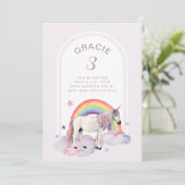 Rainbow Unicorn Boho Arch Birthday Party Girl Kaart (Staand voorkant)