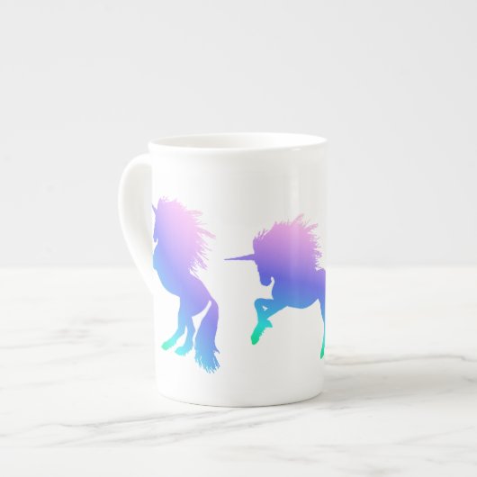 Rainbow Unicorn Bone China Mok (Links)