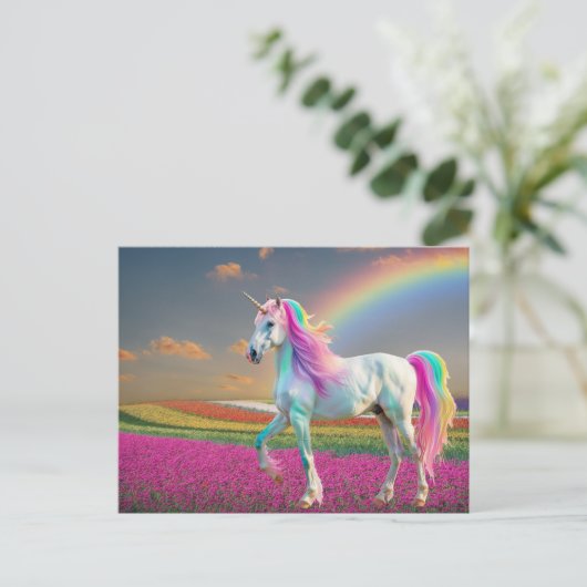 Rainbow Unicorn Briefkaart (Staand voorkant)