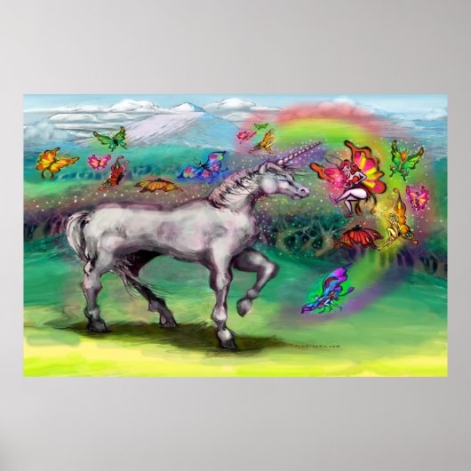 Rainbow Unicorn Butterflies Faeries Poster (Voorkant)