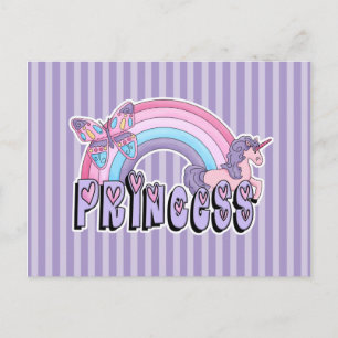 Rainbow Unicorn Butterfly Princess Design Briefkaart