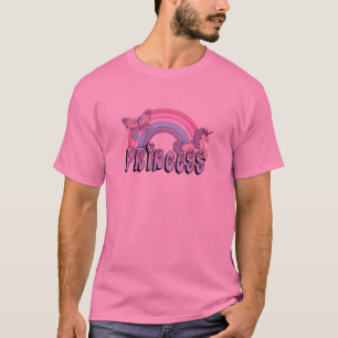 Rainbow Unicorn Butterfly Princess Design T-shirt