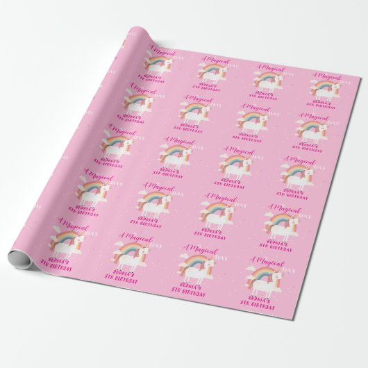 Rainbow Unicorn Cadeaupapier (Uitgerold)