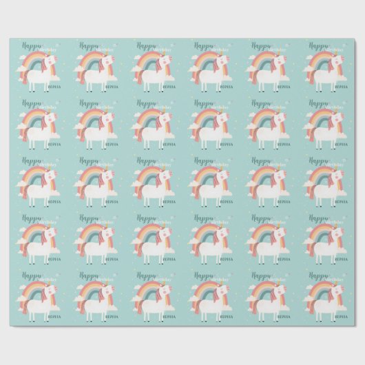 Rainbow Unicorn Cadeaupapier (Vlak)