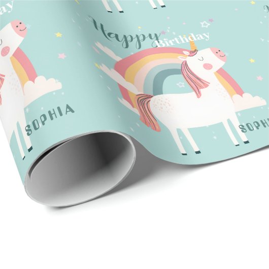 Rainbow Unicorn Cadeaupapier (Rol Hoek)