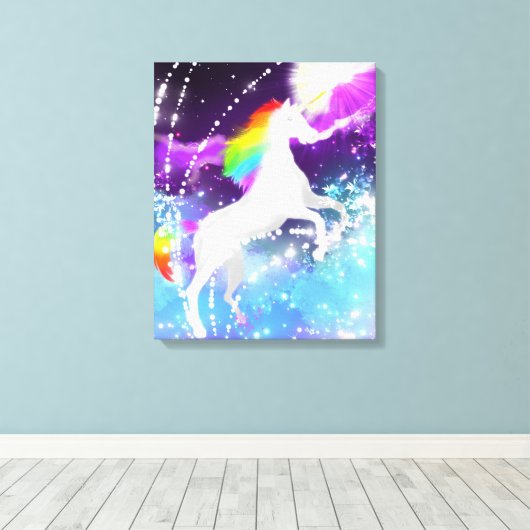 Rainbow Unicorn Canvas Afdruk (Insitu (Houten vloer))