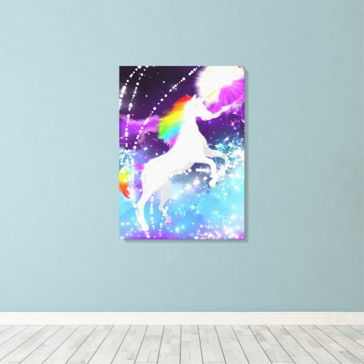 Rainbow Unicorn Canvas Afdruk (Insitu (Houten vloer))