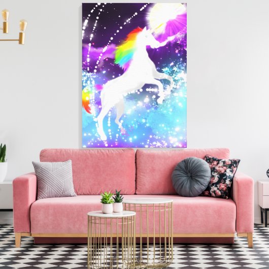 Rainbow Unicorn Canvas Afdruk (Insitu (Woonkamer))