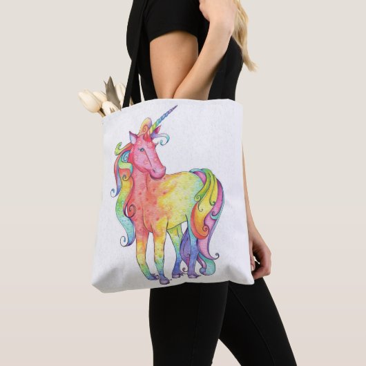 Rainbow Unicorn Canvas tas (Dichtbij)