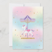 Rainbow Unicorn Carousel 1st Birthday Gold Glitter Bedankkaart (Achterkant)