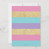 Rainbow Unicorn Carousel 1st Birthday Gold Glitter Kaart (Achterkant)