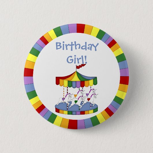 Rainbow Unicorn Carousel Birthday Ronde Button 5,7 Cm (Voorkant)