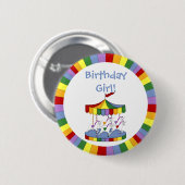 Rainbow Unicorn Carousel Birthday Ronde Button 5,7 Cm (Voorkant /achterkant)