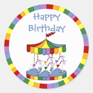 Rainbow Unicorn Carousel Birthday Ronde Sticker