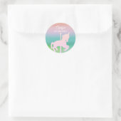Rainbow Unicorn Carrousel Verjaardag Ronde Sticker (Tas)