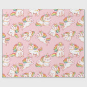Rainbow Unicorn Cat Wrapping Paper Cadeaupapier (Vlak)