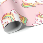 Rainbow Unicorn Cat Wrapping Paper Cadeaupapier (Rol Hoek)