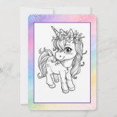 Rainbow Unicorn chibi meisje 3e verjaardag Kaart (Achterkant)