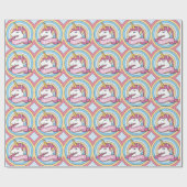 Rainbow Unicorn Circles Cadeaupapier (Vlak)