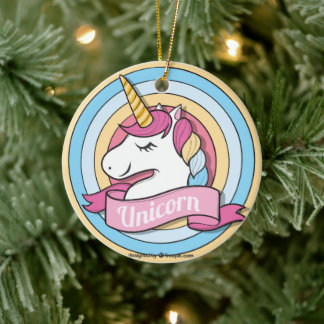 Rainbow Unicorn Circles Keramisch Ornament