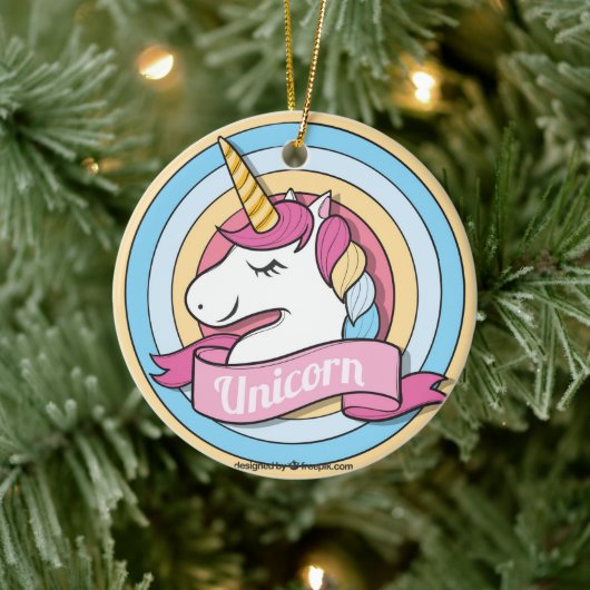 Rainbow Unicorn Circles Keramisch Ornament (Boom)