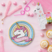 Rainbow Unicorn Circles Papieren Bordje (Feest)