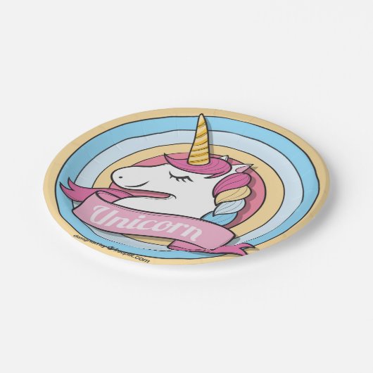 Rainbow Unicorn Circles Papieren Bordje (Gekanteld)