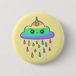 Rainbow Unicorn Cloud Ronde Button 5,7 Cm