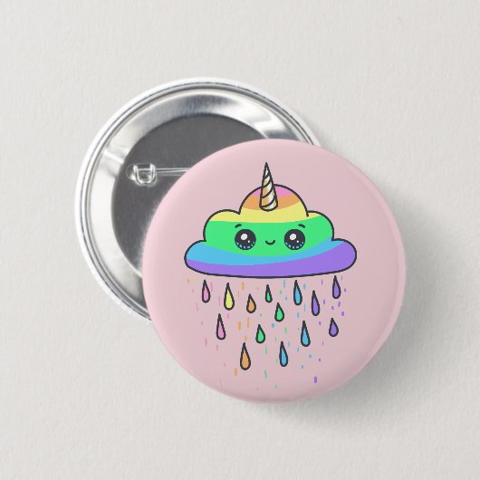 Rainbow Unicorn Cloud Ronde Button 5,7 Cm (Voorkant /achterkant)